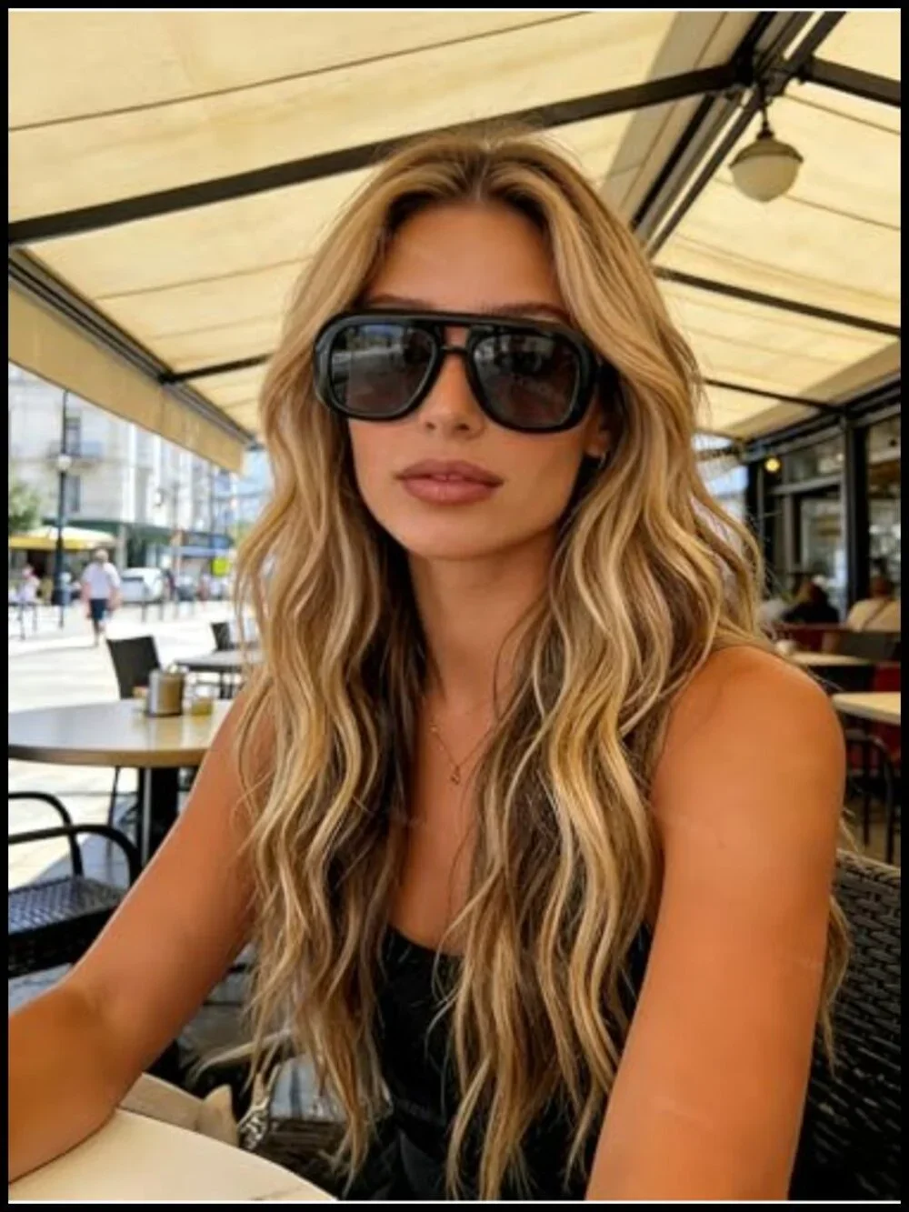 Oversized Square Aviator Sunglasses UV400 Protection Polycarbonate Frame
